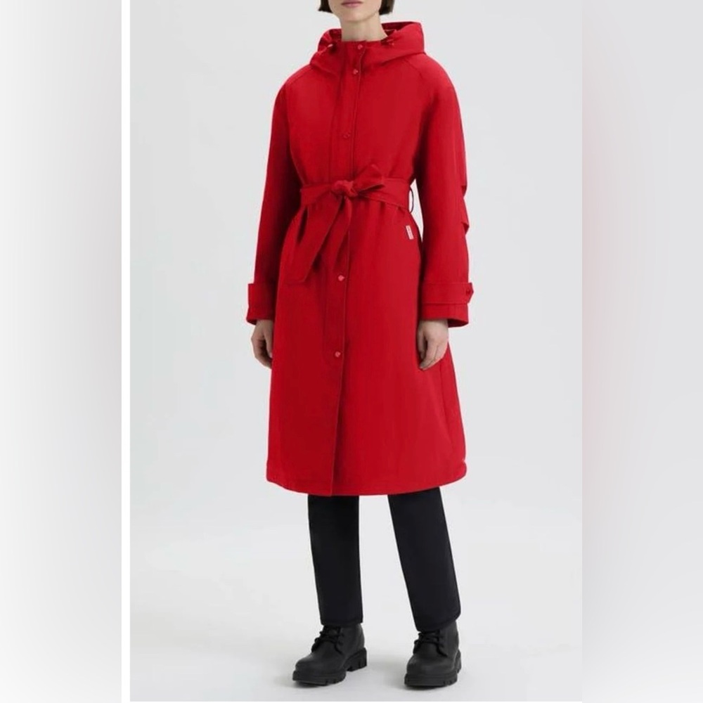 🎉HP🎉NWT- Hunter- Violet Hooded Long Trench Coat. Women’s Size XL